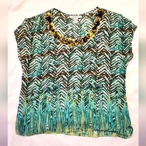 Style & Co Lightweight Multicolor Top with Sequin Accent, Size 4